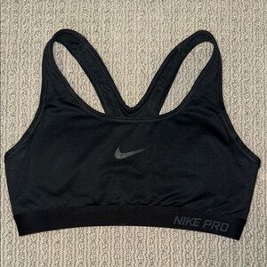 Nike Pro Dri Fit Swoosh Black Racerback Sports Bra (S)
